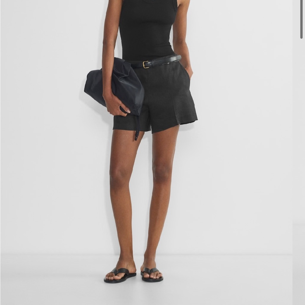 Aritzia Neat Linen Shorts - Black